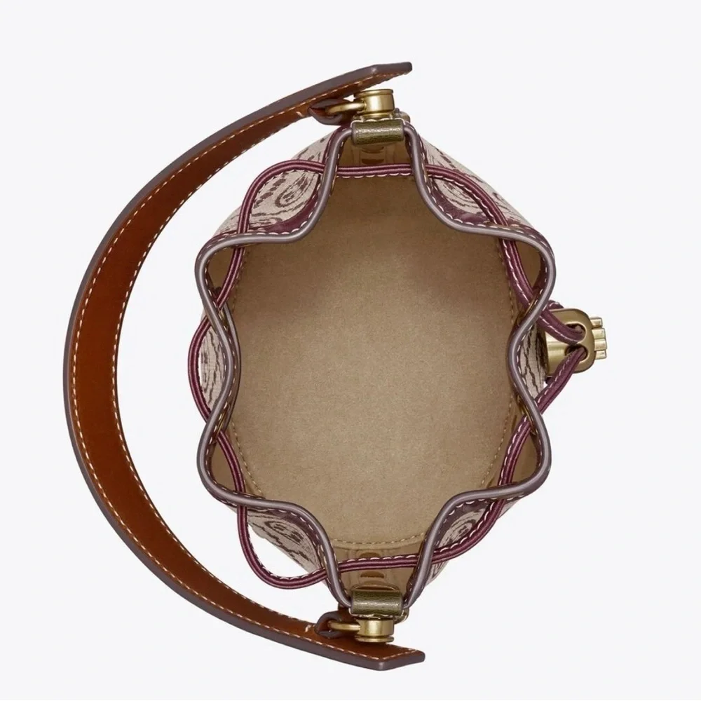 NWT! NEW Tory Burch T Monogram Jacquard Studded Mini Bucket Bag -multi leather